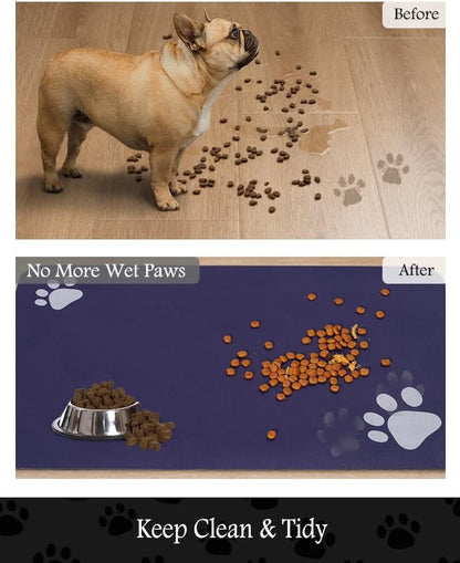 Pet Feeding Mat-Absorbent Dog Mat for Food and Water Bowl-No Stains Quick Dry Water Dispenser