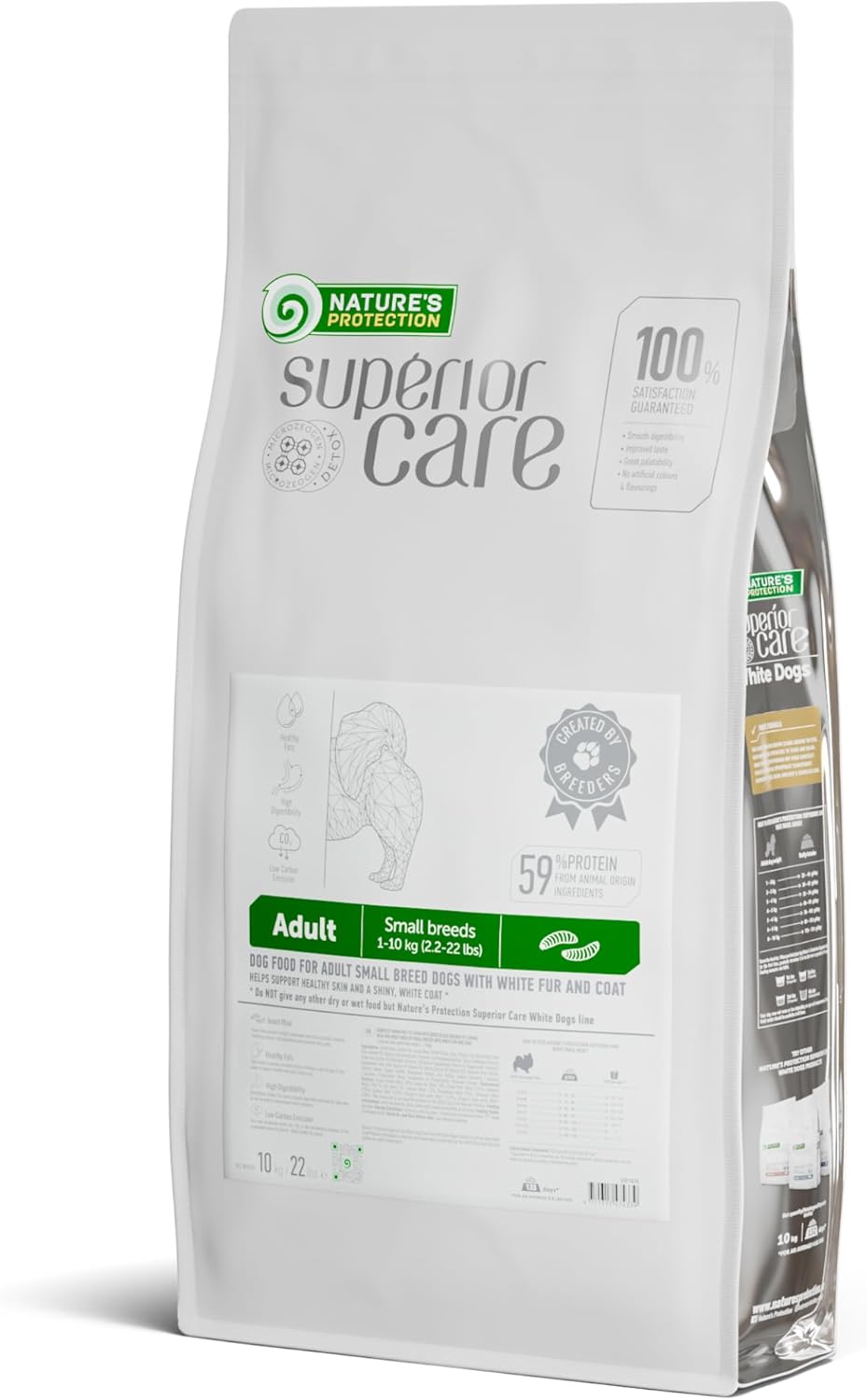 Nature's Protection Superior Care White Dogs Grain-Free Dry Dog Food - High Protein, Tear Stain Dog