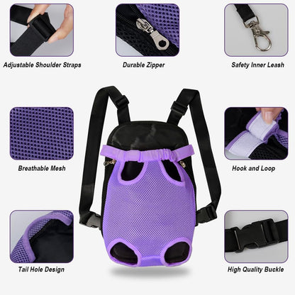FEimaX Dog Carrier Backpack Pet Legs Out Front Cat Travel Bag, Adjustable Puppy Backpacks Carriers