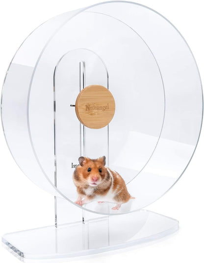 Niteangel Silent Hamster Exercise Wheel - Dual-Bearing Quiet Spinning Acrylic Hamster Running Wheel