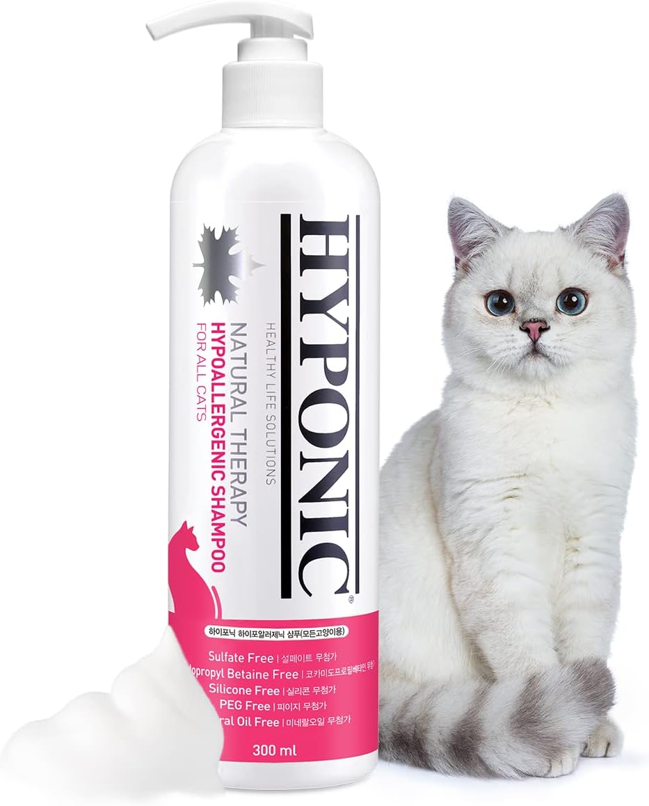 HYPONIC Hypoallergenic Premium Shampoo for All Cats (Scented, 10.14 oz) - Cat Shampoo for Dry Skin