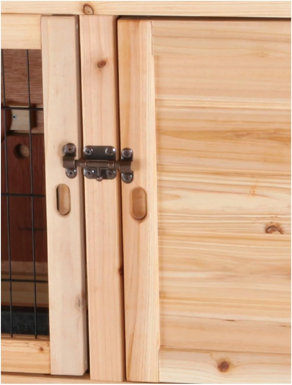Trixie 2-Story Rabbit Hutch with Retreat Area, Non-Slip Ramp, Hinged Roof with Locking Arm, 4
