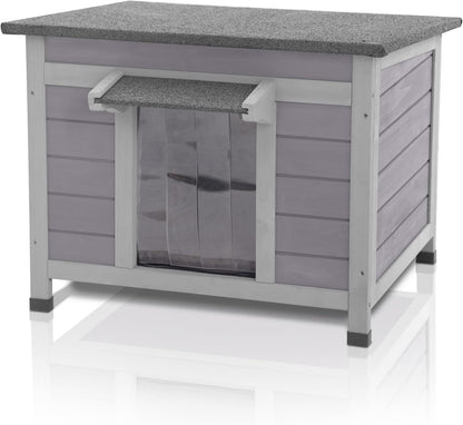 GUTINNEEN Outdoor Cat House Wooden Rabbit Hutch Outside Feral Cat Shelter Bunny Cage Guinea Pig