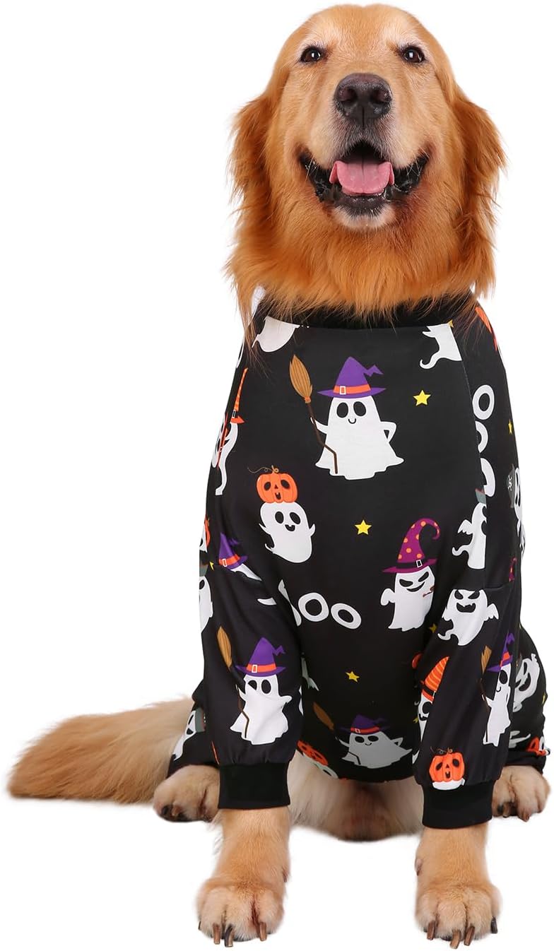 HDE Dog Pajamas One Piece Jammies Jumpsuit Pet Clothes Outfit Stretchy Lightweight Comfy Shirt Pjs