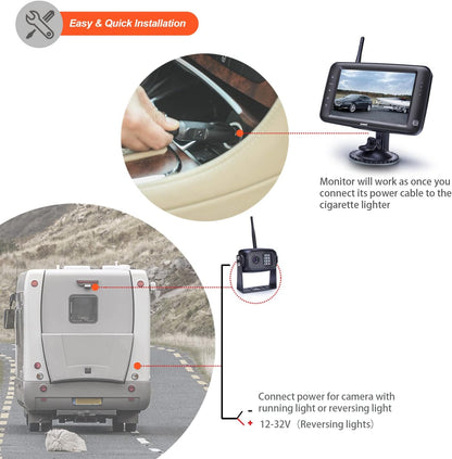Wireless Backup Camera with 5 inch Split Screen, Ip69k Waterproof Wireless Rear View Camera with