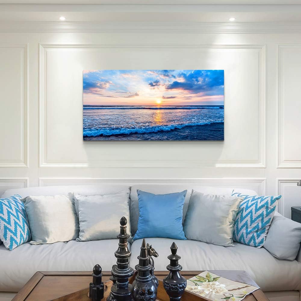 Lapremoly Blue Ocean Wall Painting Canvas Art For Living Room, Office, Bedroom - Large Wall Decor