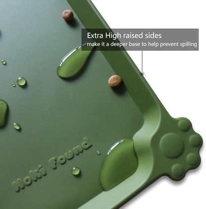 Hoki Found XX-Large Silicone Pet Feeding Mats - Non Slip Cat Dog Bowl Mats - Waterproof for Carpet