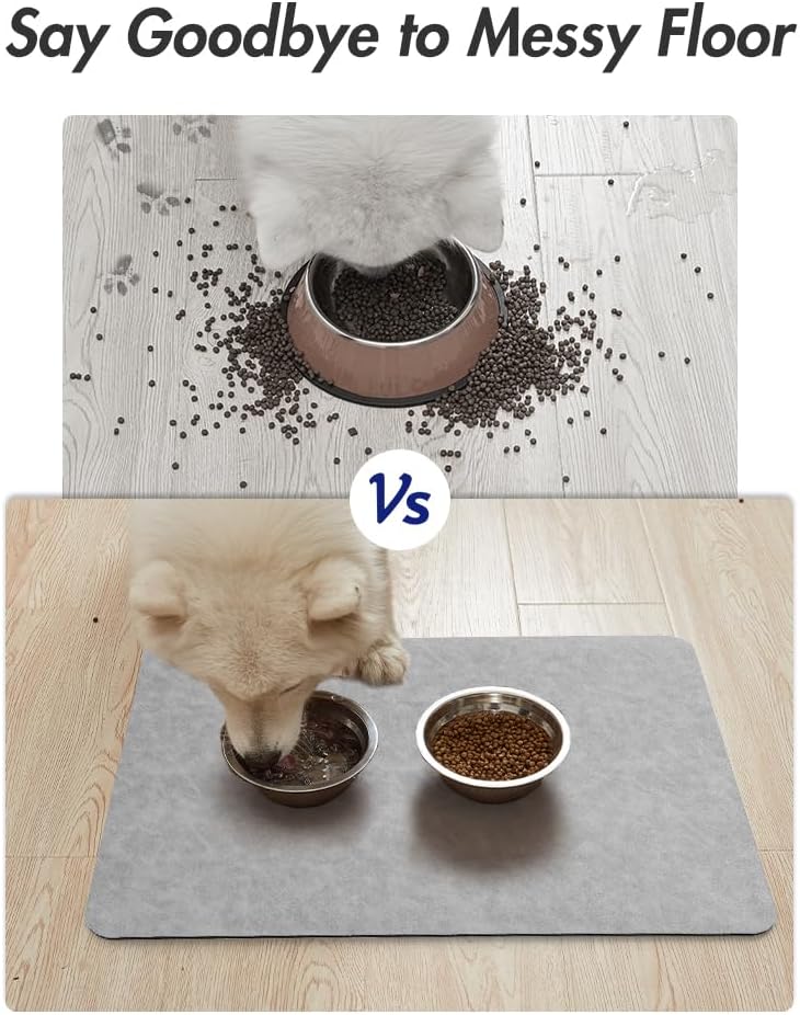 MontVoo-Absorbent Pet Feeding Mat-No Stains Pet Mat for Food and Water Bowl-Quick Dry Cat & Dog