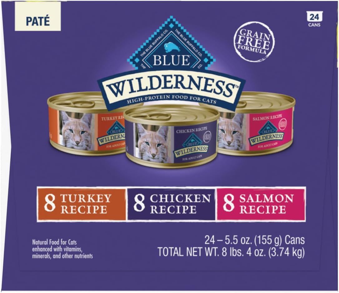 Blue Buffalo Wilderness High Protein, Natural Adult Pate Wet Cat Food Variety Pack, Chicken