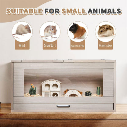 Large Hamster Cage, Wooden Hamster Cages and Habitats with Storage Cabinet and Openable Top