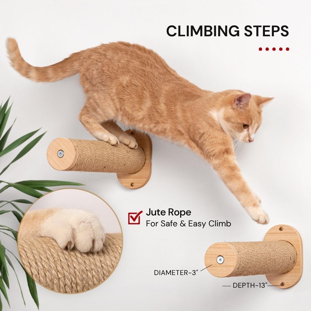 7 Ruby Road Cat Hammock Wall Mounted Shelf with Two Steps Set - Wall Shelves and Perches for
