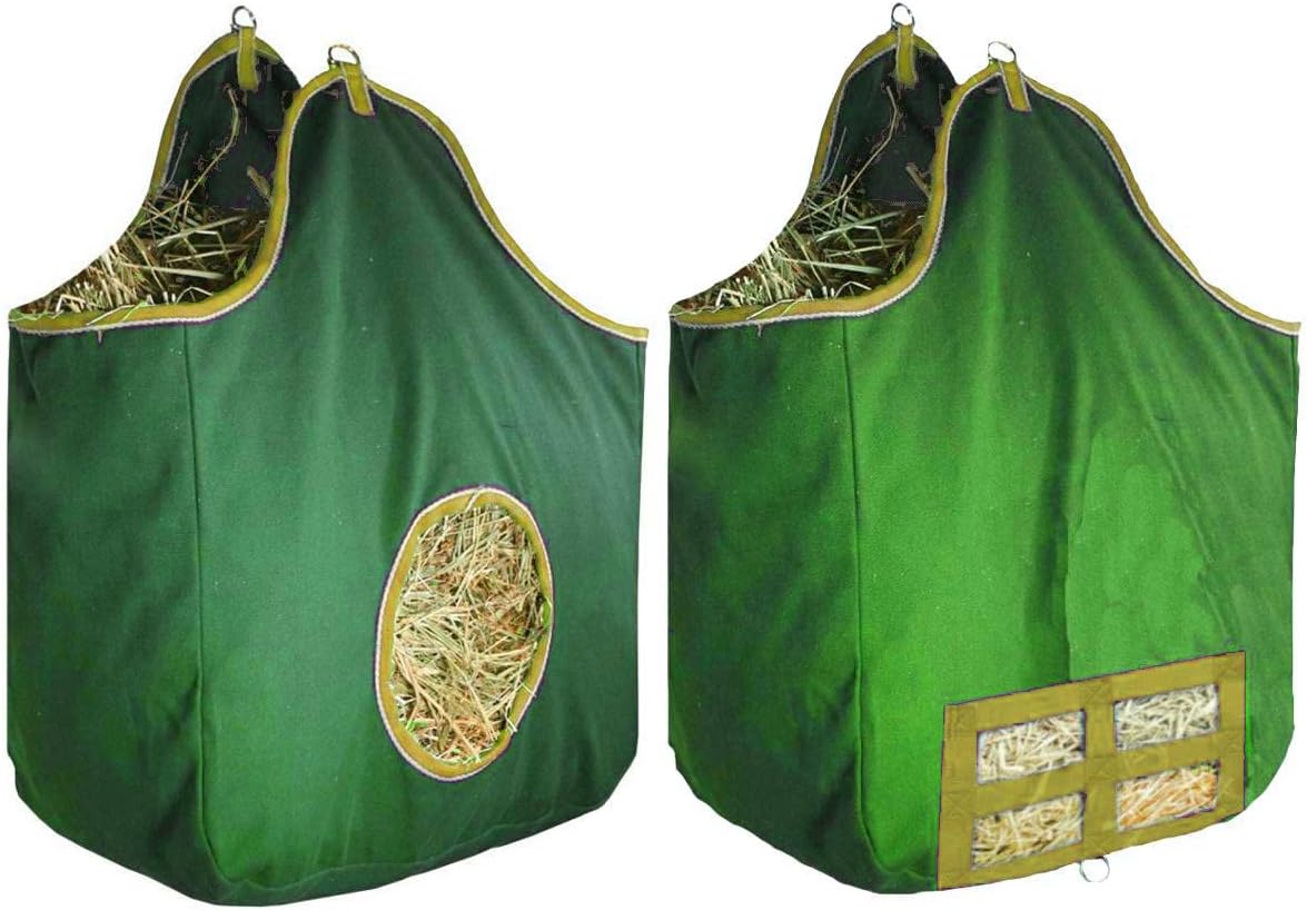 Derby Originals Large 24 OZ Canvas Horse Hay Bag 2 Sided Combo Design X Wide Gusset and 6 Month