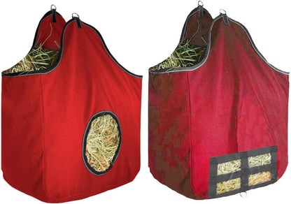 Derby Originals Large 24 OZ Canvas Horse Hay Bag 2 Sided Combo Design X Wide Gusset and 6 Month