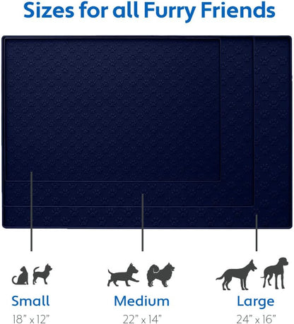 MIGHTY MONKEY 100% Waterproof Dog Food Mat, Raised Edges Silicone Pet Feeding Placemat for Cat