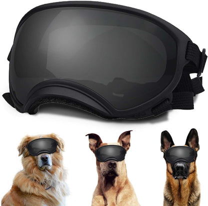 Medium Dog Sunglasses with Adjustable Strap UV Protection, Winproof Dog Puppy Sunglasses, Suitable
