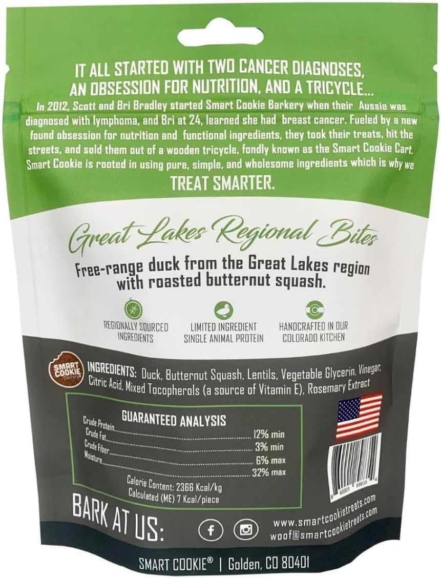 Smart Cookie All Natural Soft Dog Treats - Duck & Squash - Training Treats for Dogs with Allergies