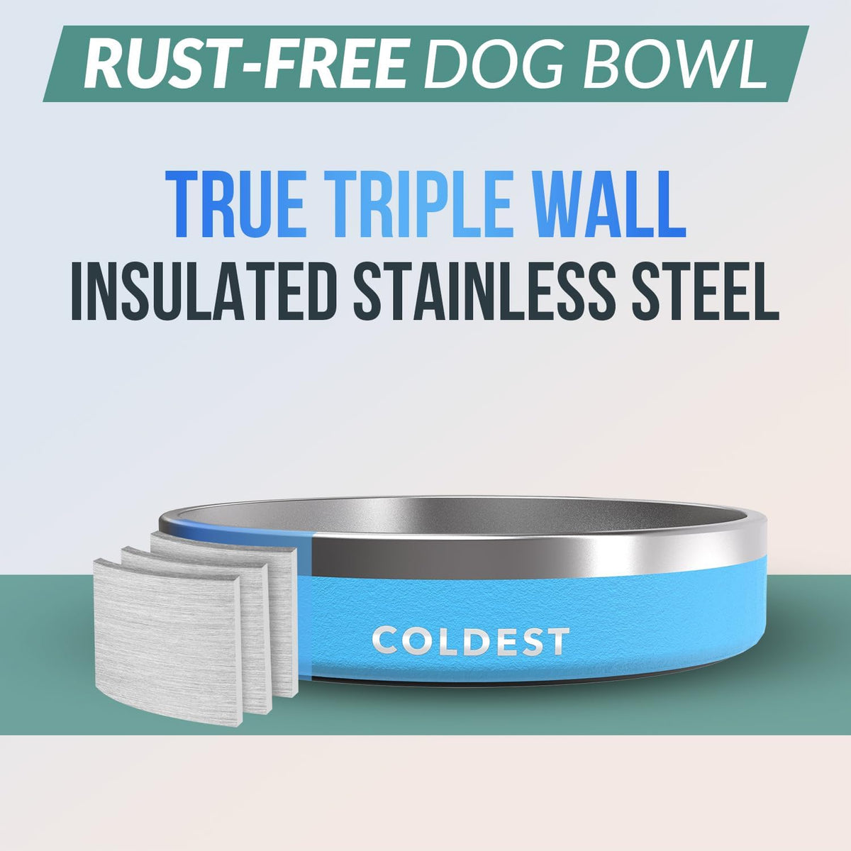 Coldest Dog Bowl - Anti Rust Metal, Non Slip, 3 Layers Insulated Stainless Steel Dog Bowls - Spill