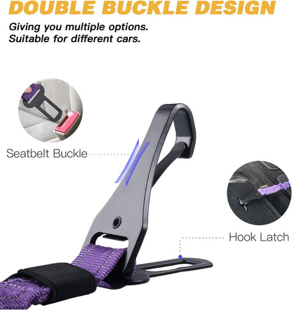 AUBELL Dog Seat Belt for Car,Updated 3-in-1 Adjustable Reflective Bungee Heavy Duty Dog Car Harness