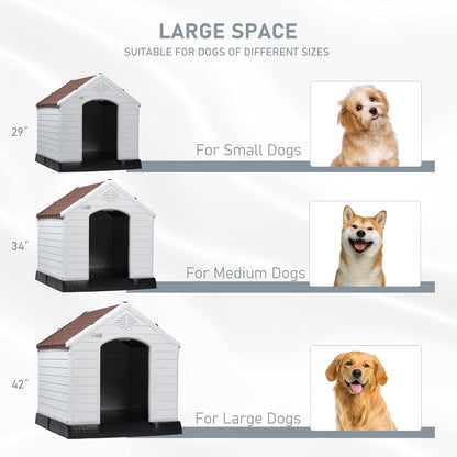 LEMBERI Durable Waterproof Plastic Dog House for Small to Large Sized Dogs, Indoor Outdoor Doghouse