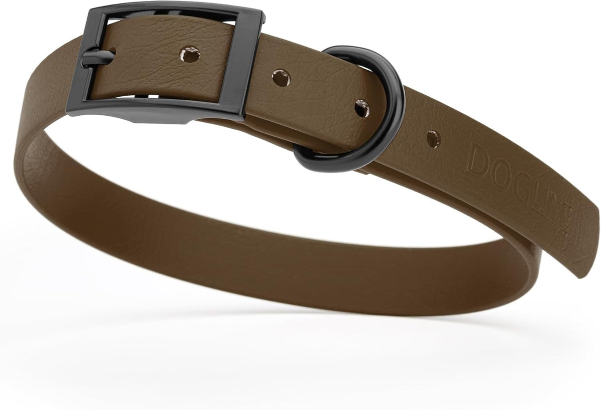 Dogline Biothane Waterproof Dog Collar Strong Coated Nylon Webbing with Black Hardware Odor- Proof
