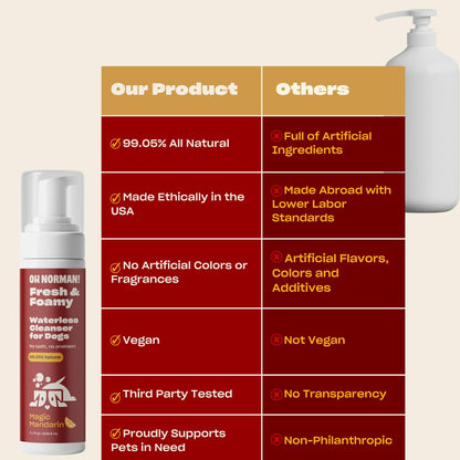 OH NORMAN! Hypoallergenic Magic Mandarin Scent Fresh and Foamy Dry Shampoo for Dogs by Kaley Cuoco
