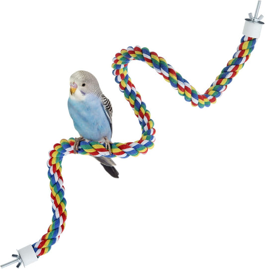 Bird Rope Perches for Parrots, Cockatiels, Parakeets, Budgie Cages Comfy Birds Colorful Rope Toy