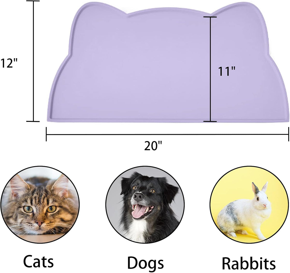 Cat Food Mat, Silicone Pet Feeding Mat for Floor Non-Slip Waterproof Dog Water Bowl Tray Cushion