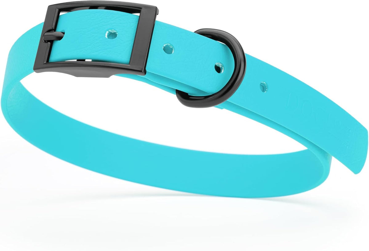 Dogline Biothane Waterproof Dog Collar Strong Coated Nylon Webbing with Black Hardware Odor- Proof