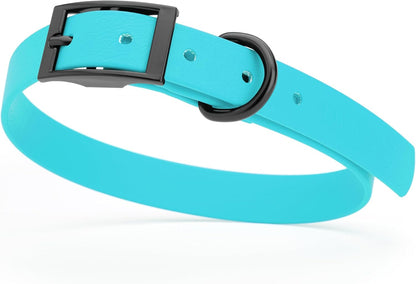 Dogline Biothane Waterproof Dog Collar Strong Coated Nylon Webbing with Black Hardware Odor- Proof