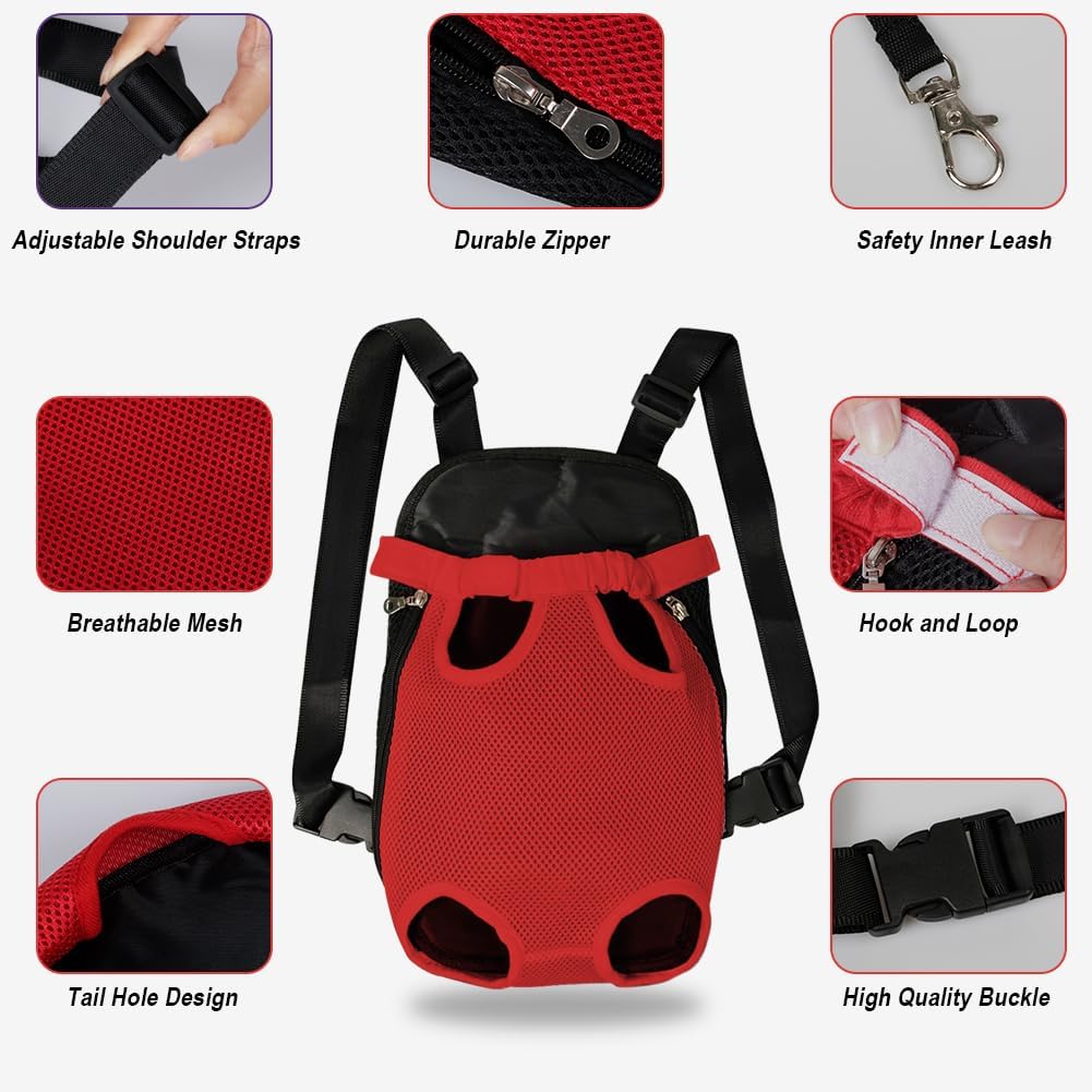 FEimaX Dog Carrier Backpack Pet Legs Out Front Cat Travel Bag, Adjustable Puppy Backpacks Carriers