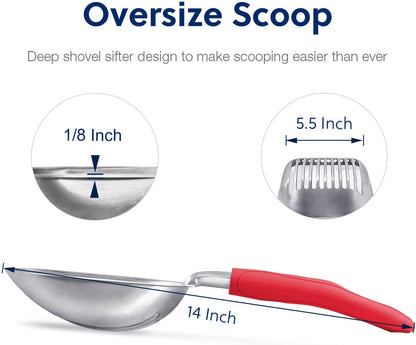 WePet Cat Litter Scoop, Aluminum Alloy Sifter, Kitty Metal Scooper, Deep Shovel, Long Handle, Poop