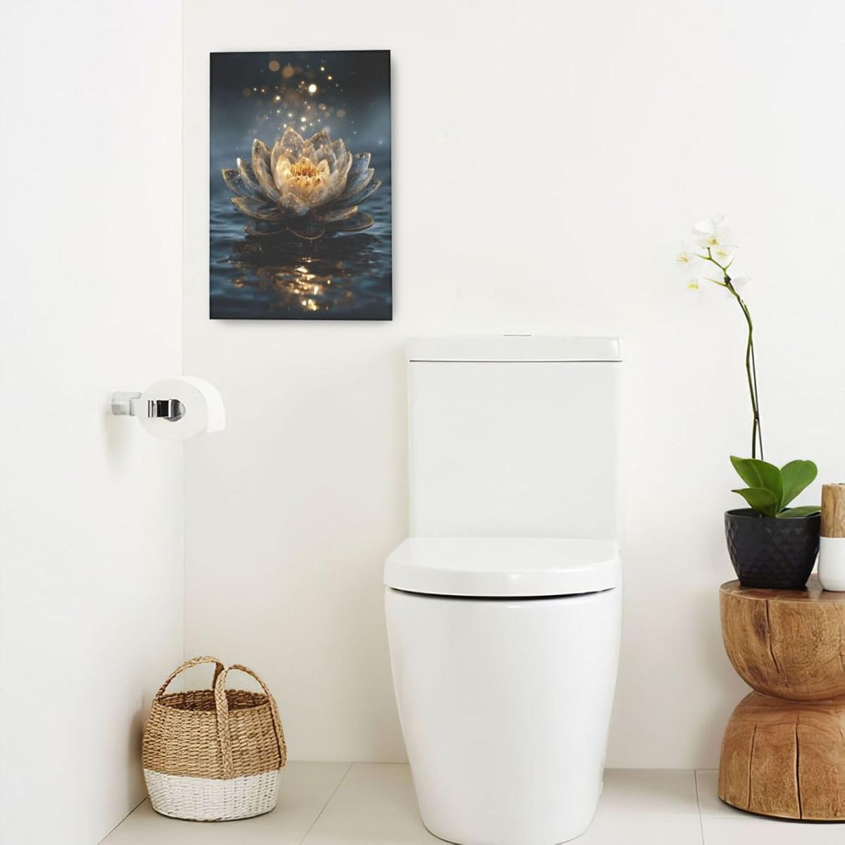 Zen Lotus Canvas Wall Art Mystical Lotus Bloom in Water Aesthetic Pictures Wall Decor Modern