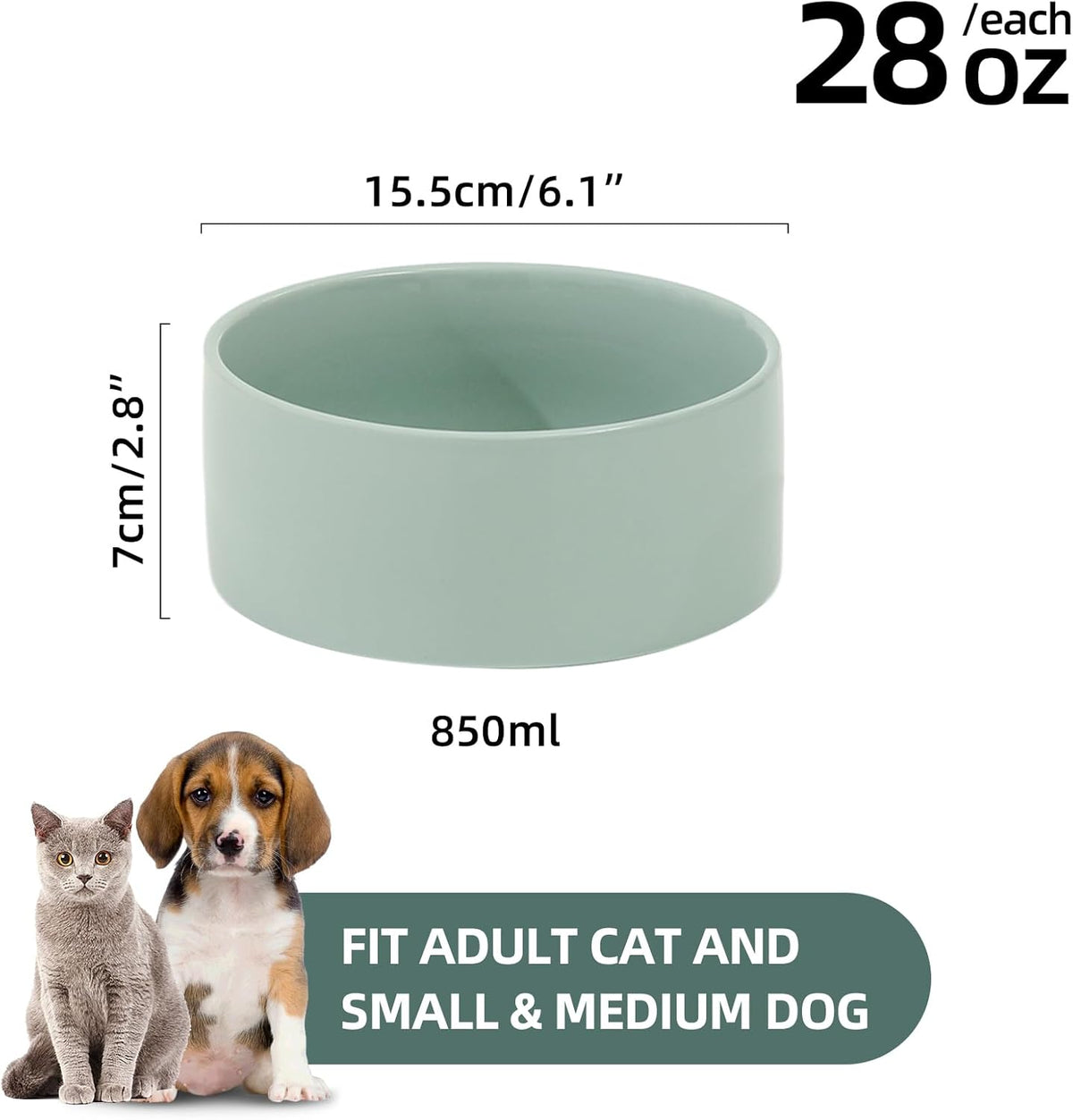 Ceramic 6.1inch Dog Bowls for Small and Medium Breed Dog Dish Pet Food and Water Bowl (Set of 2