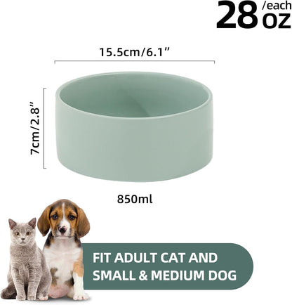 Ceramic 6.1inch Dog Bowls for Small and Medium Breed Dog Dish Pet Food and Water Bowl (Set of 2