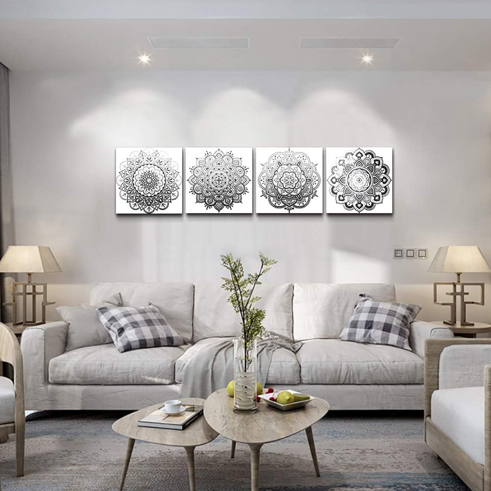 Black and white art Decorative pattern Canvas Wall Art for Living Room Bedroom wall decor Bathroom