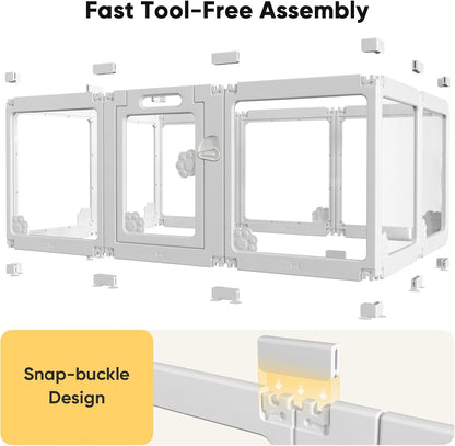Acrylic Clear Dog Play Pen Indoors, Puppy Playpen with Door for Small Dogs Puppies, Transparent