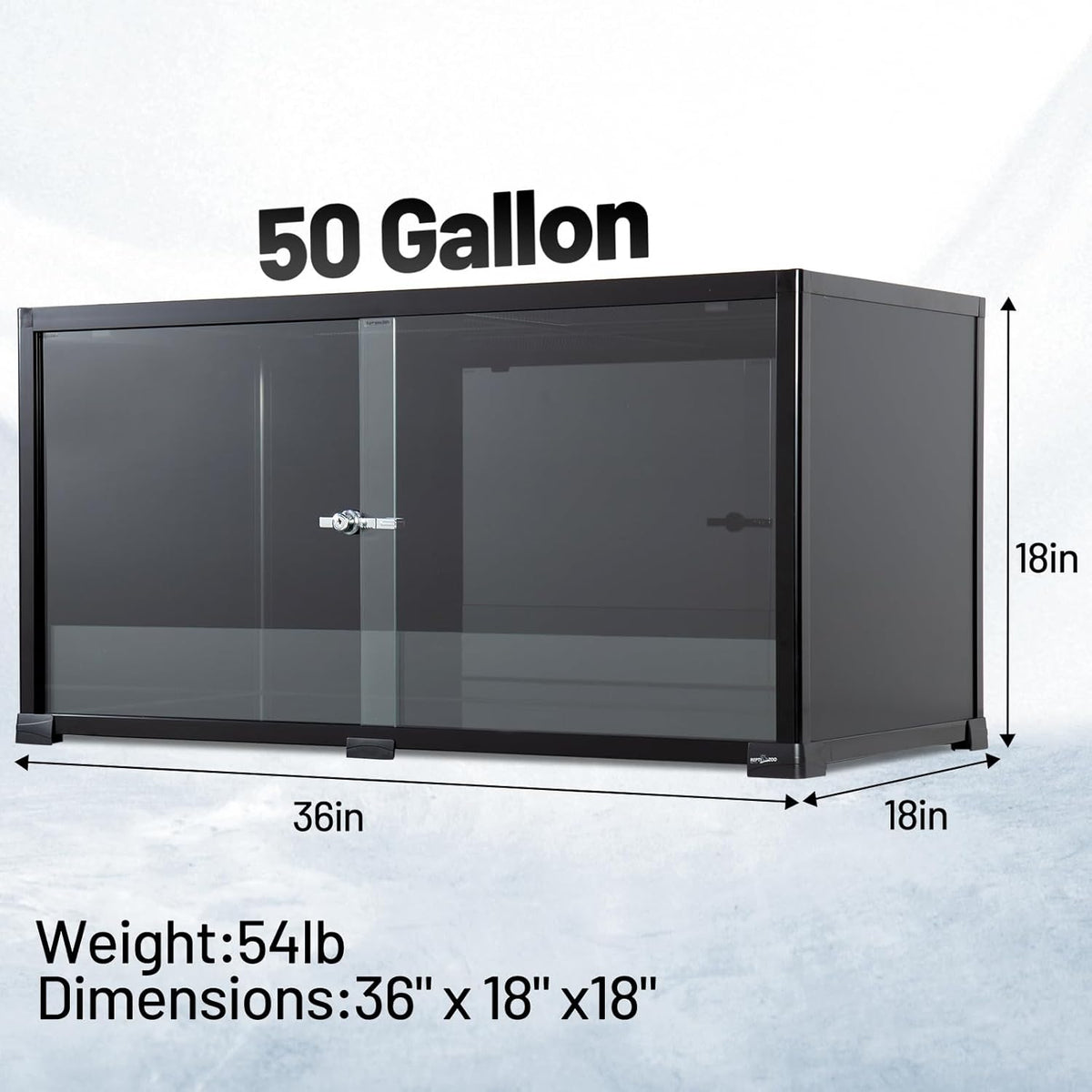 REPTI ZOO 50 Gallon Reptile Tank, 36" X 18" X 18" Reptile Terrarium, Black-Tinted ECO Glass