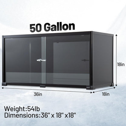 REPTI ZOO 50 Gallon Reptile Tank, 36" X 18" X 18" Reptile Terrarium, Black-Tinted ECO Glass