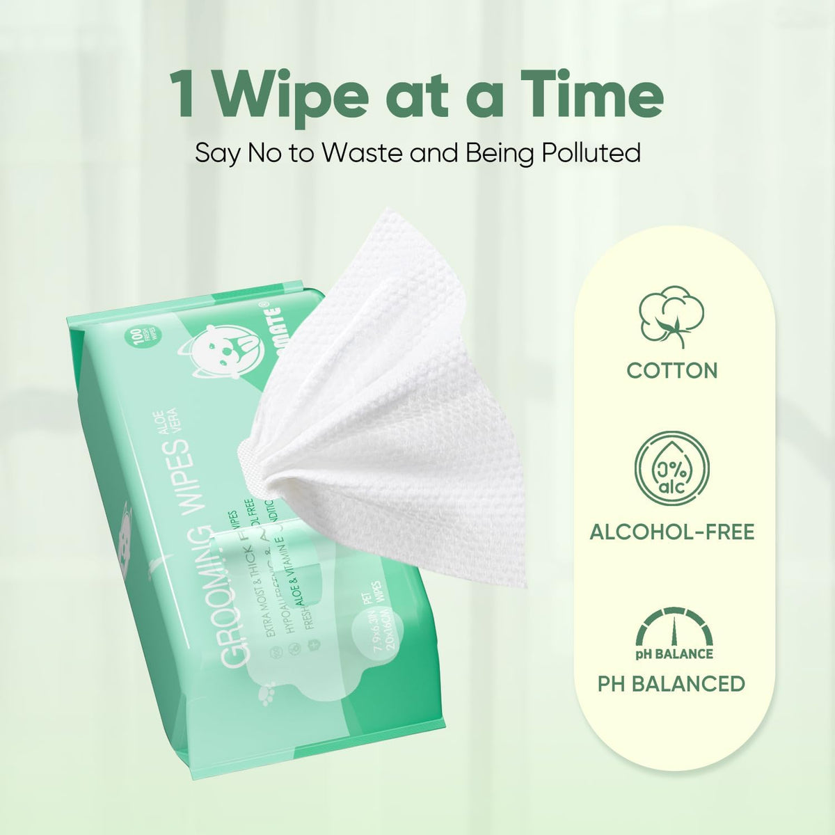 Pet Wipes for Dogs & Cats, Extra Moist & Thick Grooming Puppy Wipes with 300 Fresh Counts, Aloe