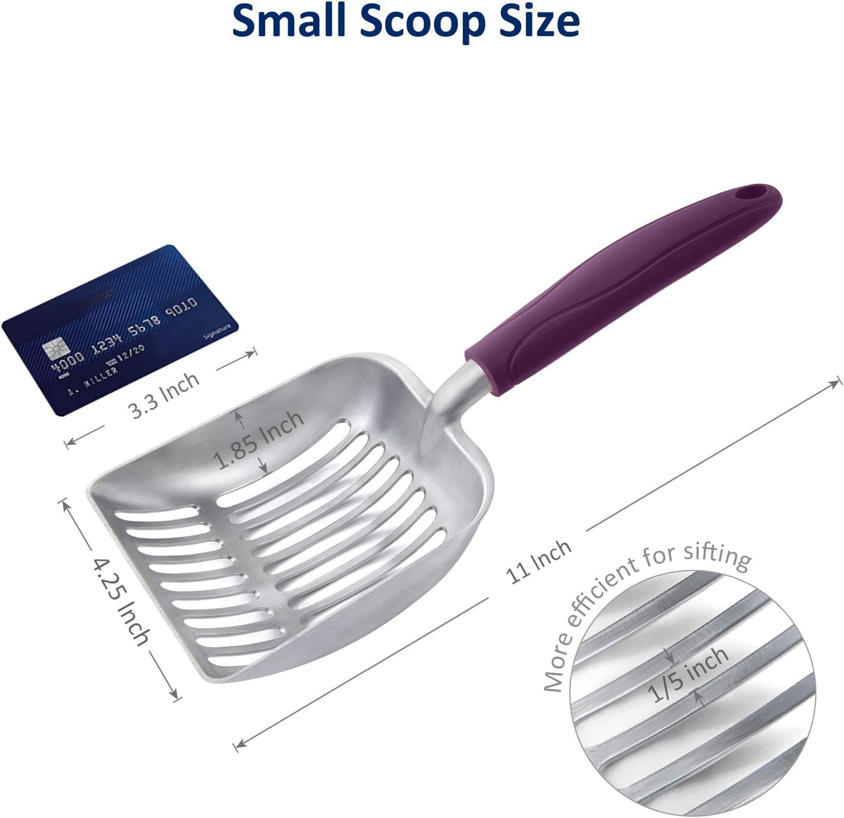 WePet Cat Litter Scoop, Aluminum Alloy Sifter, Kitty Metal Scooper, Deep Shovel, Long Handle, Poop