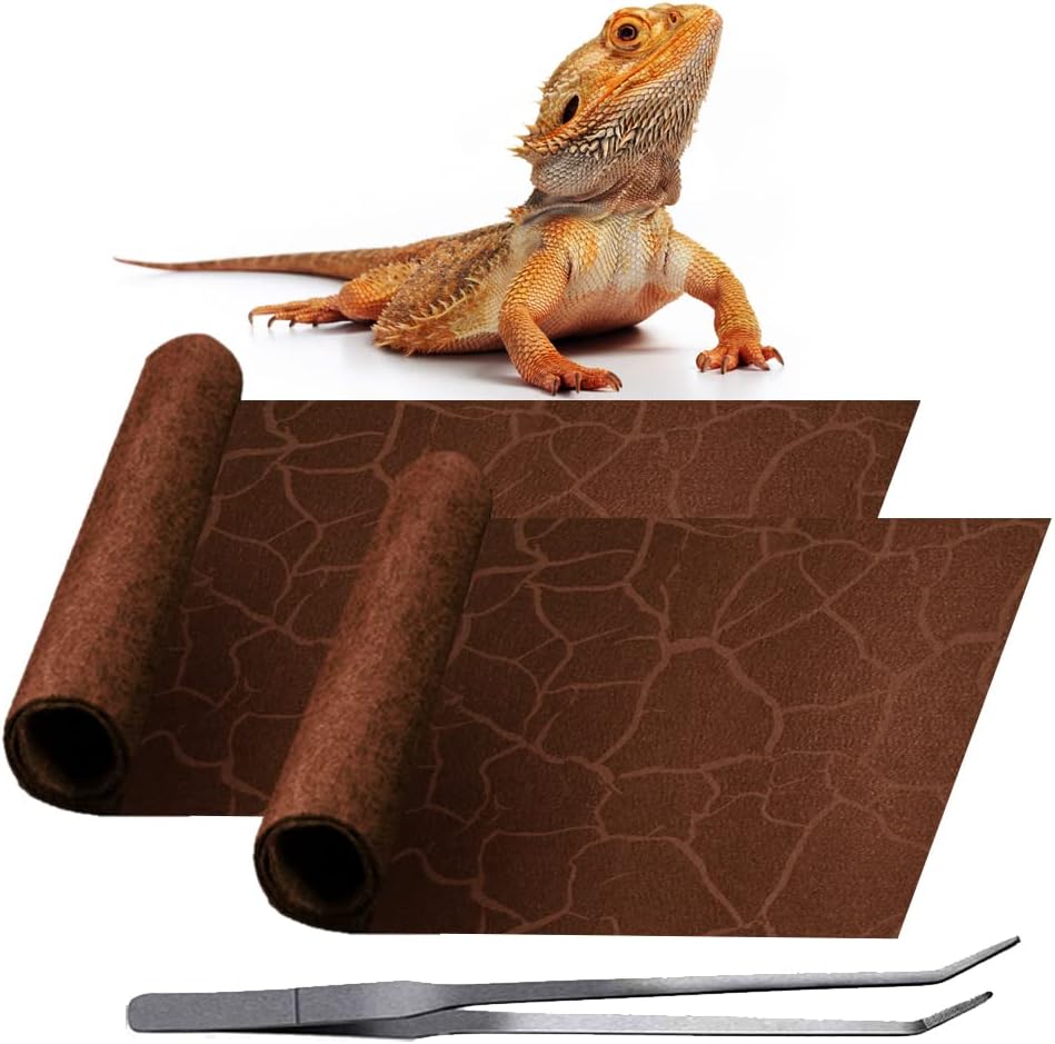 2 Pack Reptile Carpet Desert Reptile Mat & Reversible Substrate, Terrarium Liner Bedding, for