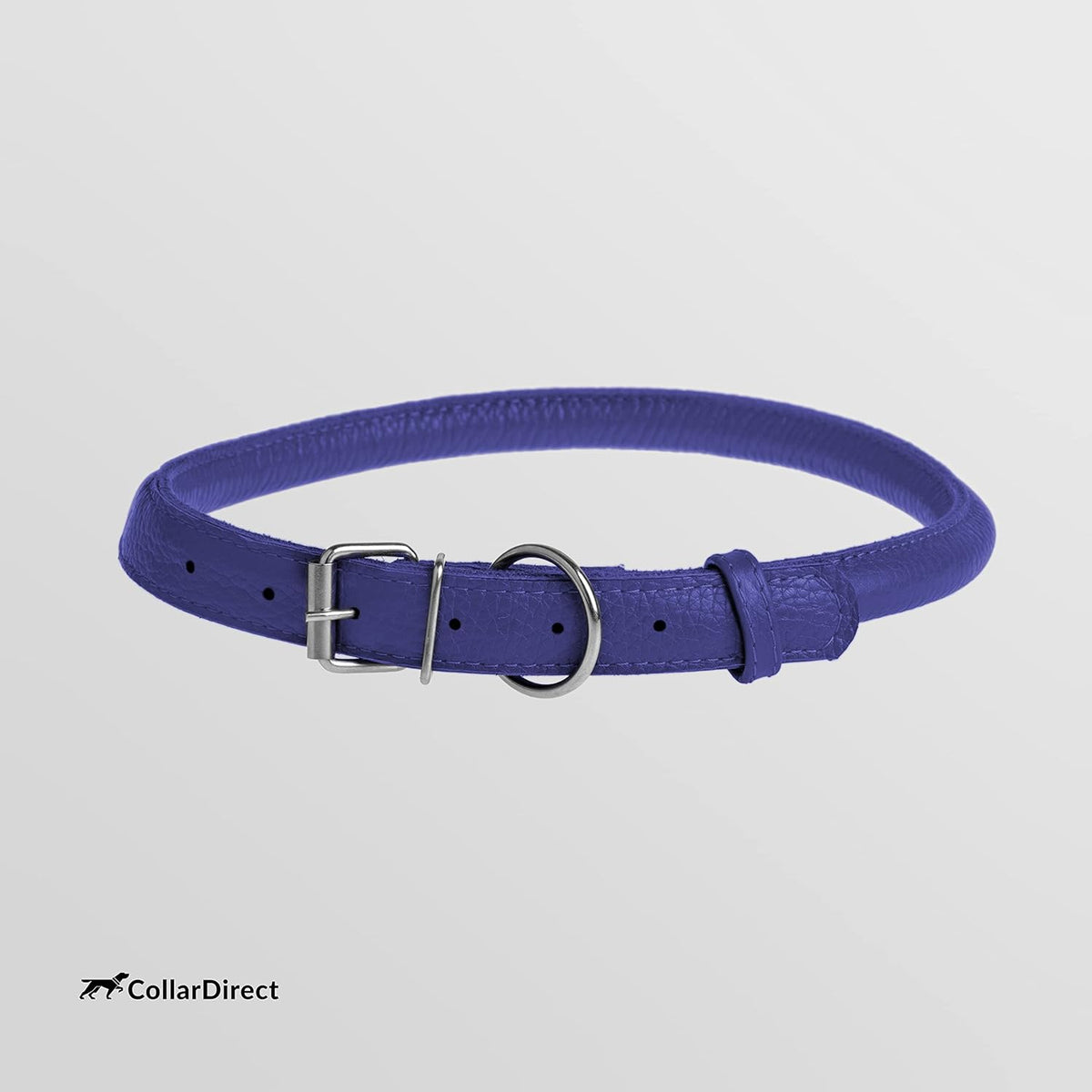 CollarDirect Rolled Leather Dog Collar, Soft Padded Round Puppy Collar, Handmade Genuine Leather