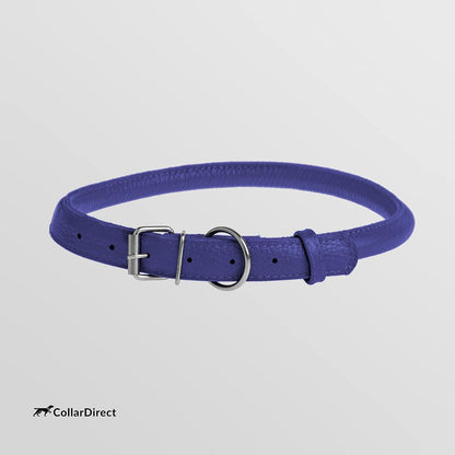 CollarDirect Rolled Leather Dog Collar, Soft Padded Round Puppy Collar, Handmade Genuine Leather