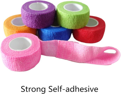 6 Pack 1" x 5 Yards Self Adhesive Bandage Wrap Breathable Cohesive Vet Wrap for Pets, Elastic