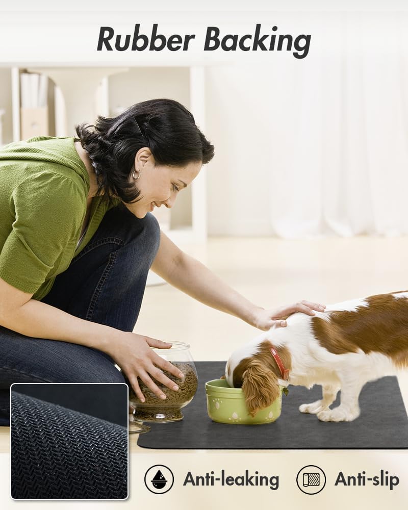 MontVoo-Absorbent Pet Feeding Mat-No Stains Pet Mat for Food and Water Bowl-Quick Dry Cat & Dog