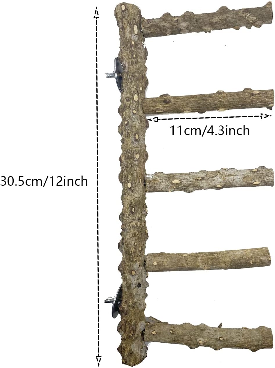 Allazone 3 PCS Nature Wood Bird Ladder Perch Nature Wood Stand Parrot Chew Toy Cage Hanging Pet