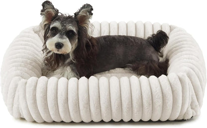 Dog Beds for Small Dogs, Washable Dog Bed with Removable Cover, Rectangle Soft Calming Sleeping