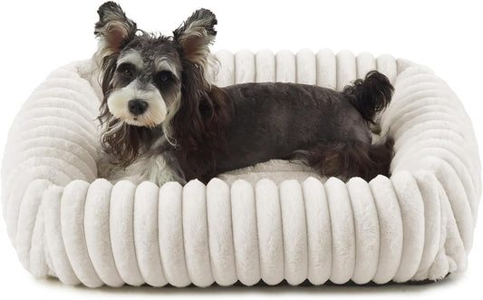 Dog Beds for Small Dogs, Washable Dog Bed with Removable Cover, Rectangle Soft Calming Sleeping