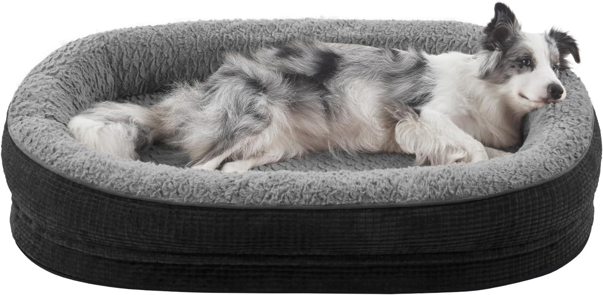 JOEJOY Orthopedic Dog Beds Large Sized Dog, Egg-Crate Memory Foam Pet Couch Bed with Bolster Sides