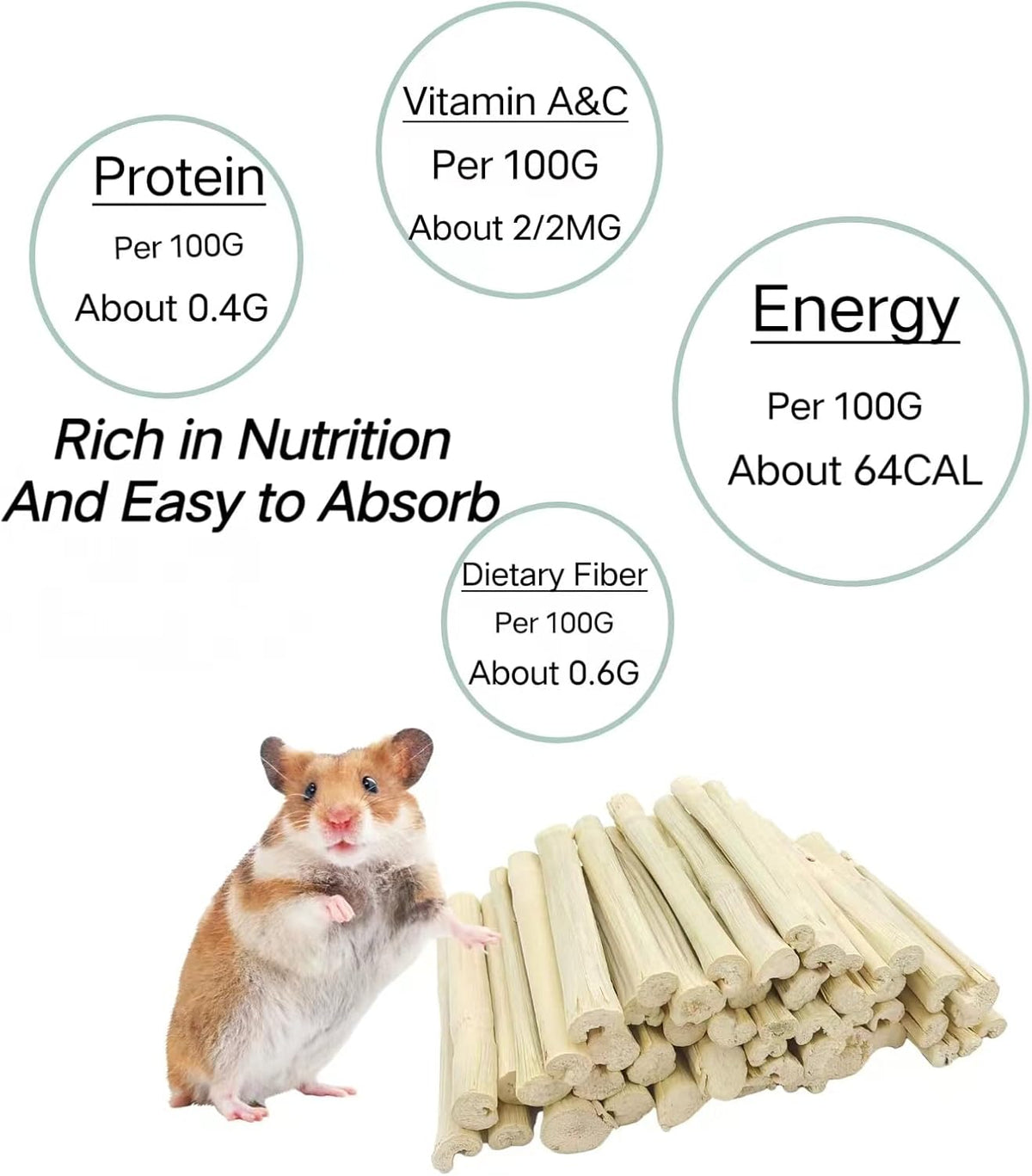 700g/1.5lb Sweet Bamboo Sticks for Rabbits Bunny Chew Toys,Chinchilla Molar Treats Chew Sticks for